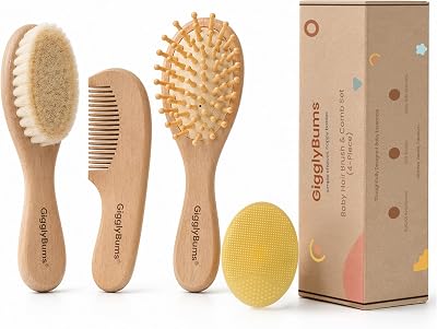 GigglyBums Baby Hair Brush and Comb Set 4 Piece Newborn Grooming Kit