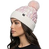 Funky Junque Women’s Puffer Beanie – Stylish Fleece Lined Waterproof Winter Hat with Faux Fur Pom Pom, Trendy Cozy Accessory