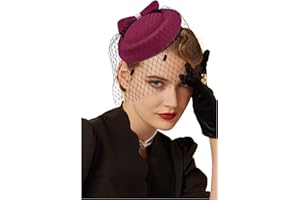 Cizoe Fascinator Hats for Women 20s 50s Vintage Pillbox Hat Kentucky Derby Fascinators Flower Veil Wedding Tea Party Hat