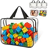 AiDwell Widened X-Large Toy Storage Bags 12.99 x 9.45 x 7.09 in 6 Packs Reusable Clear PVC Board with Zipper Travel Waterproof Organizer Bags Game Storage for Puzzles, Building Blocks, Board Game
