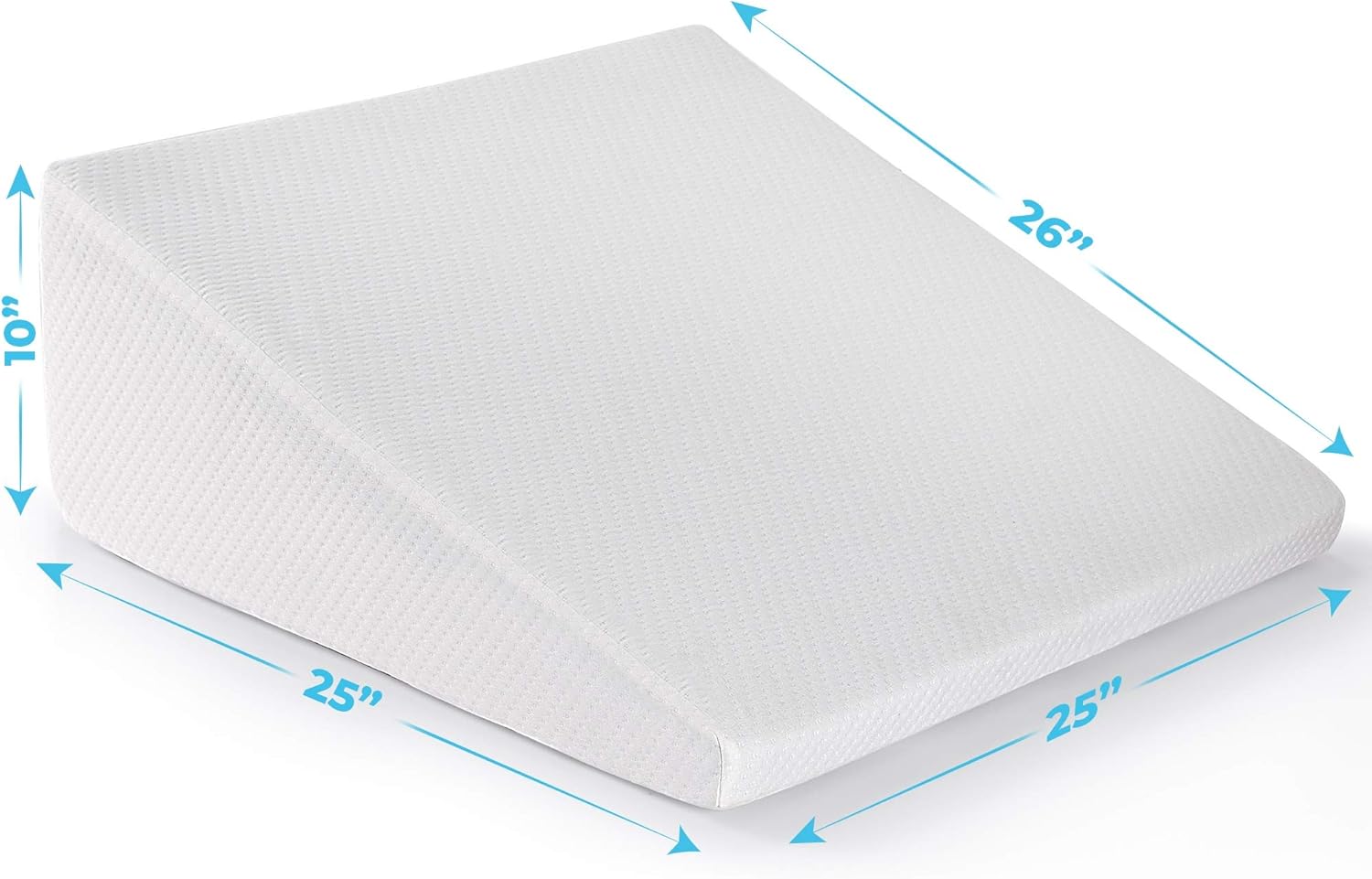 HEALTHEX Bed Wedge Pillow Cooling Gel Memory Foam Top – Elevated Support Cushion for Lower Back Pain, Acid Reflux, Heartburn, Allergies, Snoring – Ultra Soft Removable Cover – 10 inch Wedge: Health & Personal Care