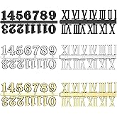 6 Pieces Clock Numerals Kit Including Arabic Number and Roman Number Hands Quartz DIY Digital Clock Numbers for Repair Parts