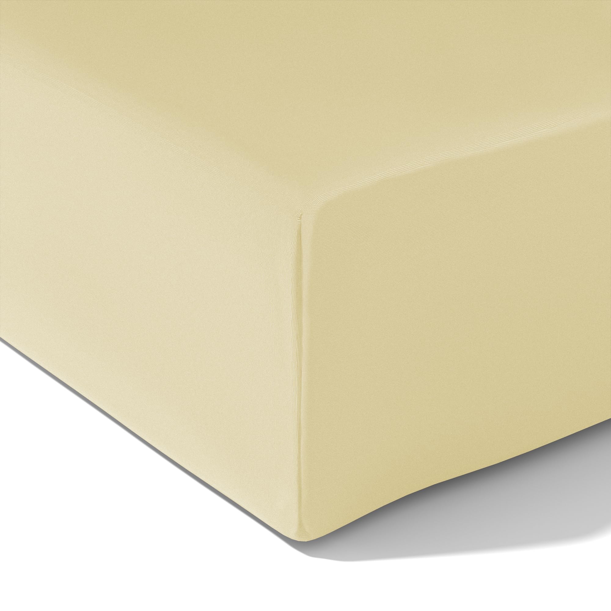 wyewye Single Fitted Sheet, Cream, 90x190 cm with 40 cm Super Deep Pocket, Microfiber Fabric Bed Fitted Sheets, Breathable, Wrinkle-resistant, Non-shrinking, Non-fading