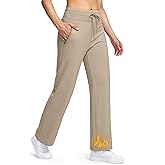 Soothfeel Women's Fleece Lined Pants 29" High Waisted Zipper Pockets Winter Warm Thermal Sweatpants Snow Hiking Lounge Pants