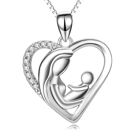 Mother Daughter Son Necklace Sterling Silver Mom and Child Love Heart