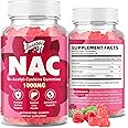 NAC Gummies Sugar-Free, N-Acetyl Cysteine NAC Supplement 1000mg for Antioxidants, Immune Support, Non-GMO, Gluten-Free, Vegan – Raspberry Flavor, 60 Gummies