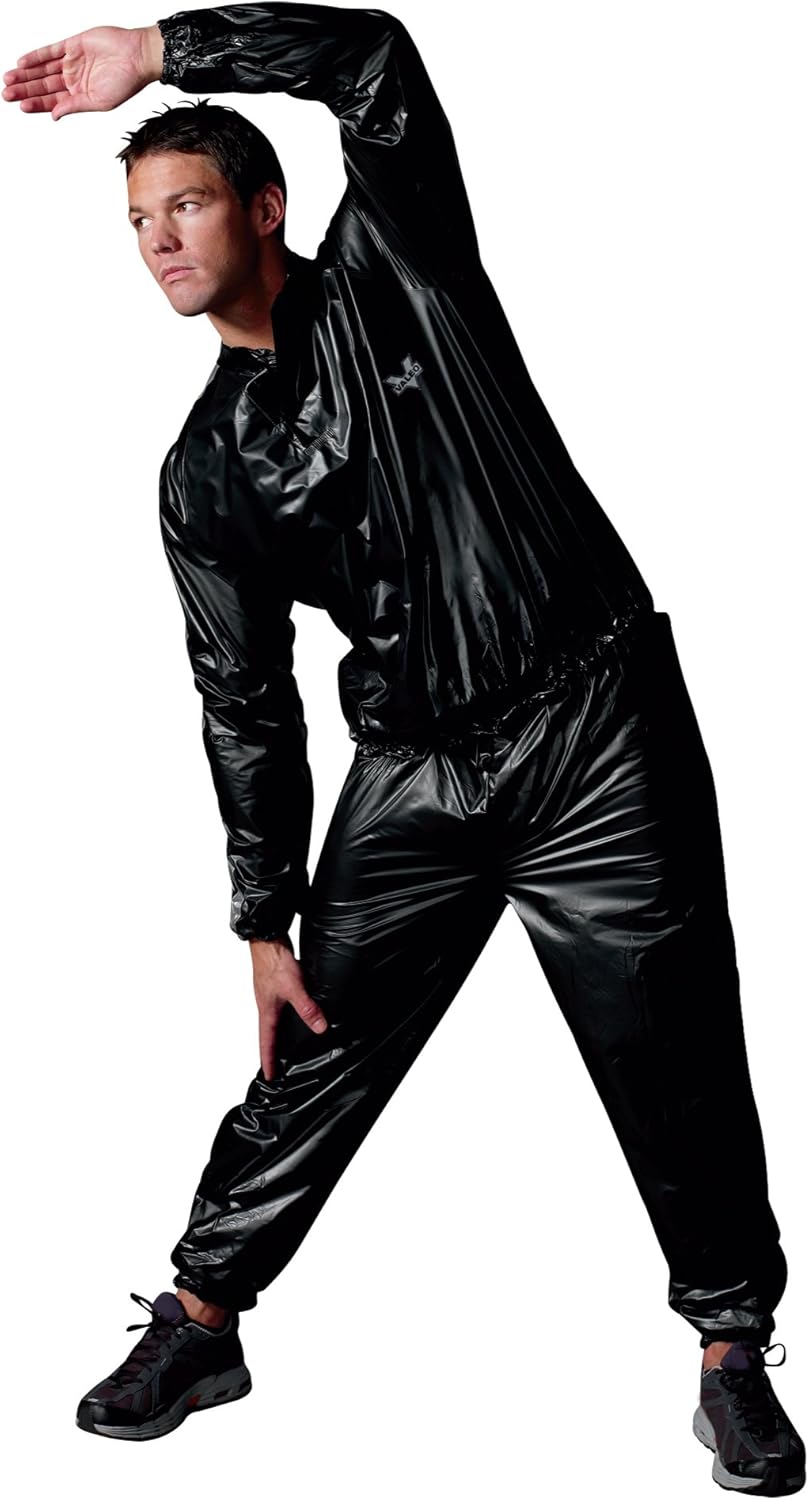 Valeo Vinyl Sauna Suit, 2 Pieces with Elasticized Wrist/Ankle Cuffs, BP6 Free, Black, VA1350, Large/X-Large: Sports & Outdoors