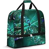 cfpolar Woman Travel Duffel Bag Dragonfly Foldable Tote Carry On Luggage Sports Gym Bag With Shoe Compartment Overnight Weekend Yoga Workout Bag Training Handbag