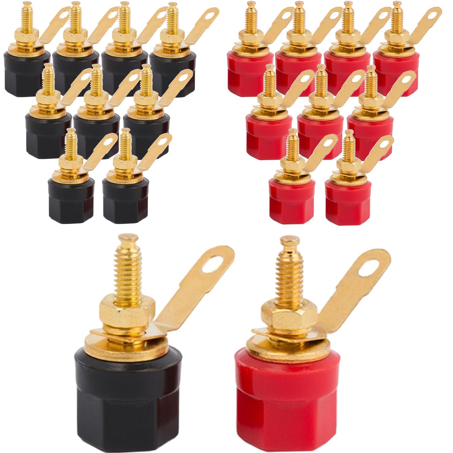 RUNCCI-YUN 20Pcs 4mm Banana Jack Socket Female Adapter Panel Mount Binding Post for 4mm Banana Plug Connectors Speaker Cable Connectors(Length 1.1" / 29mm Black and Red)