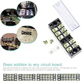 Knpwer 24Pcs Terminal Block Strip Kit 600V 15A Dual Row Screw Barrier Jumper view 6