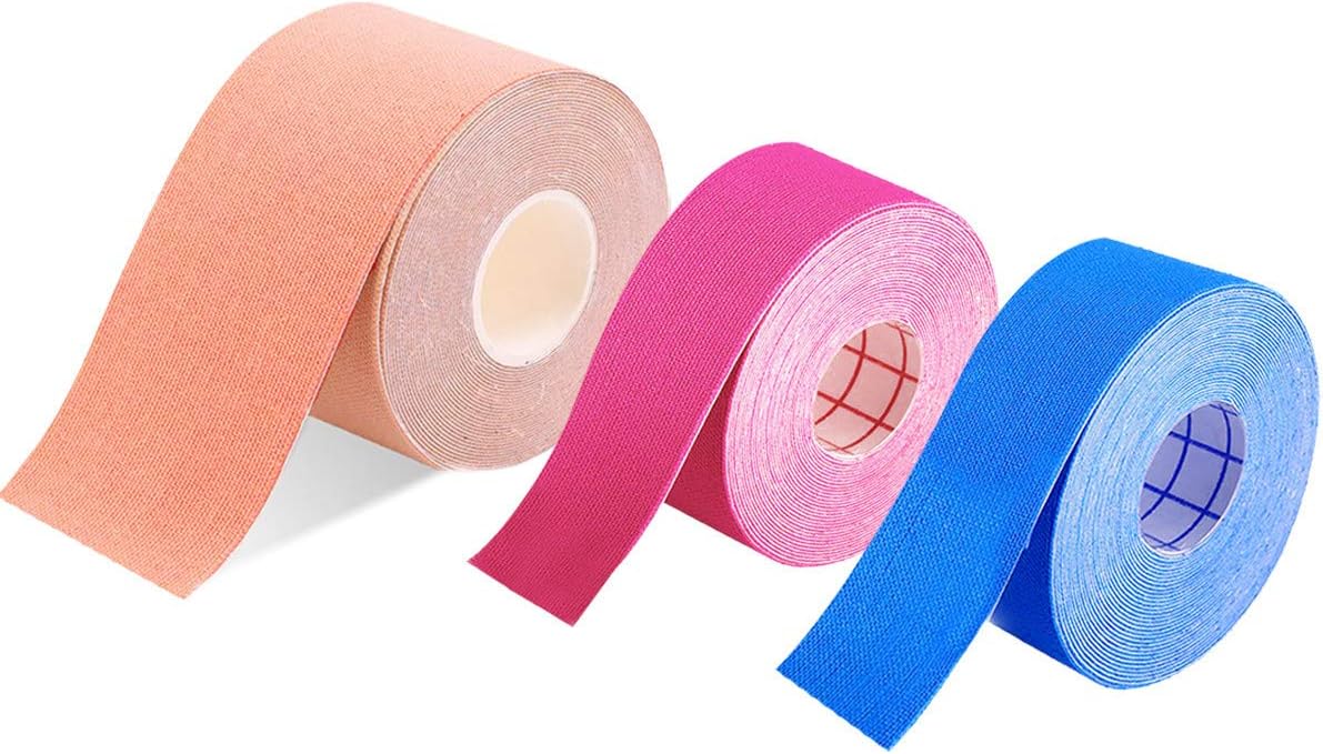Xinwe Kinesiology Tape Uncut Bulk Rolls Physical Therapeutic Tape for Sports/Athletic/Therepy 3-Pack 2 Inch x 16.4 Feet/ 1Inch x 16.4 Feet