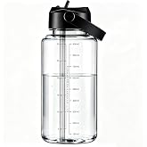 OLDLEY 32oz Water Bottle with Straw, Tritan Leakproof Bottle with Handle | Durable BPA-Free Tritan Bottle, Leakproof Lid, Carry Handle and Time Marker for Gym, Hiking, Travel