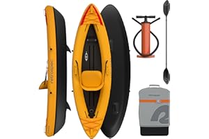 Retrospec Coaster Inflatable Single & Tandem Kayak - Lightweight Design with 220lb & 440lb Capacity, Dual-Action Pump, Paddle