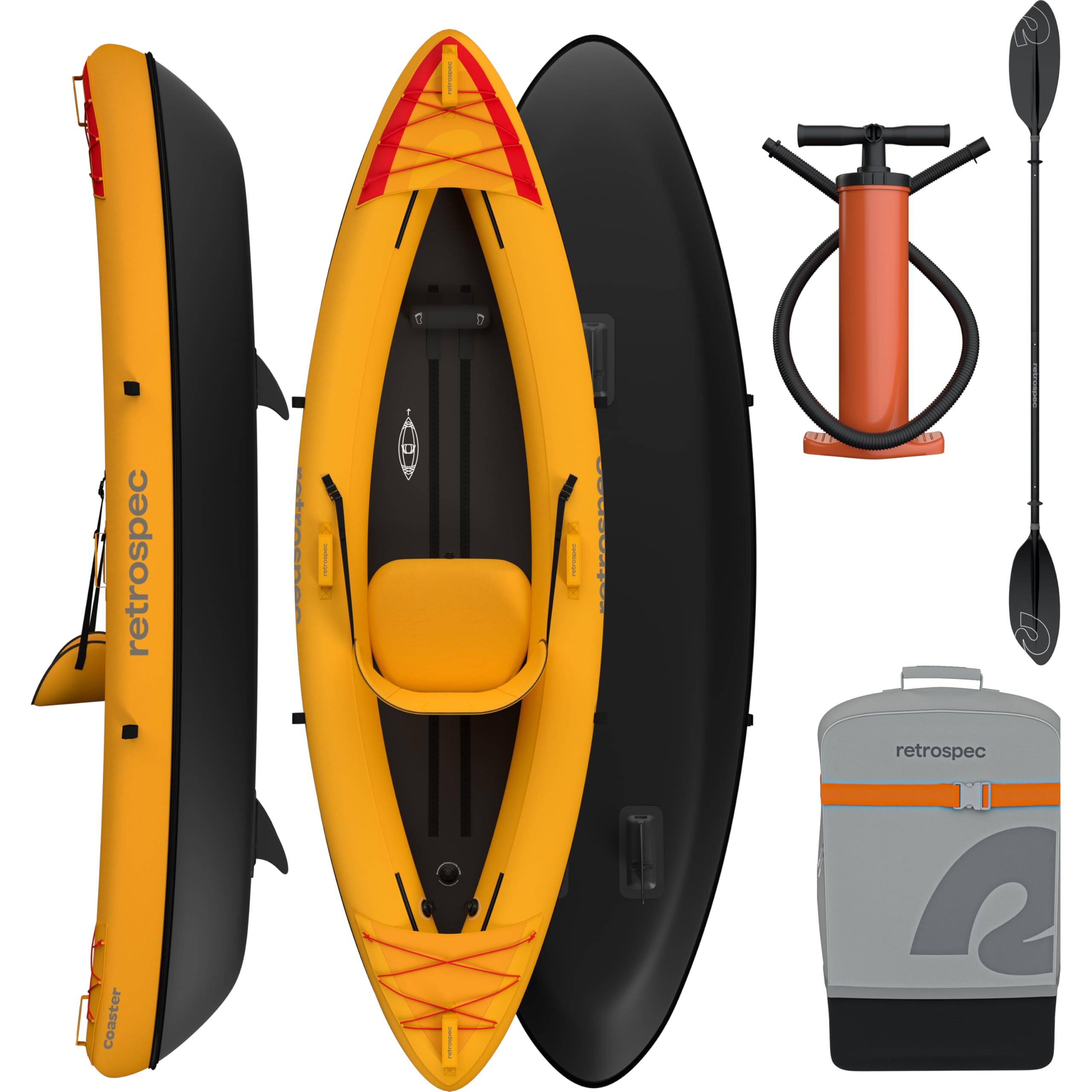 Photo 1 of (used)(please see all images) Retrospec Coaster 1 Person Inflatable Kayak, 220lb Weight Capacity, Puncture Resistant, Lightweight Inflatable Kayak