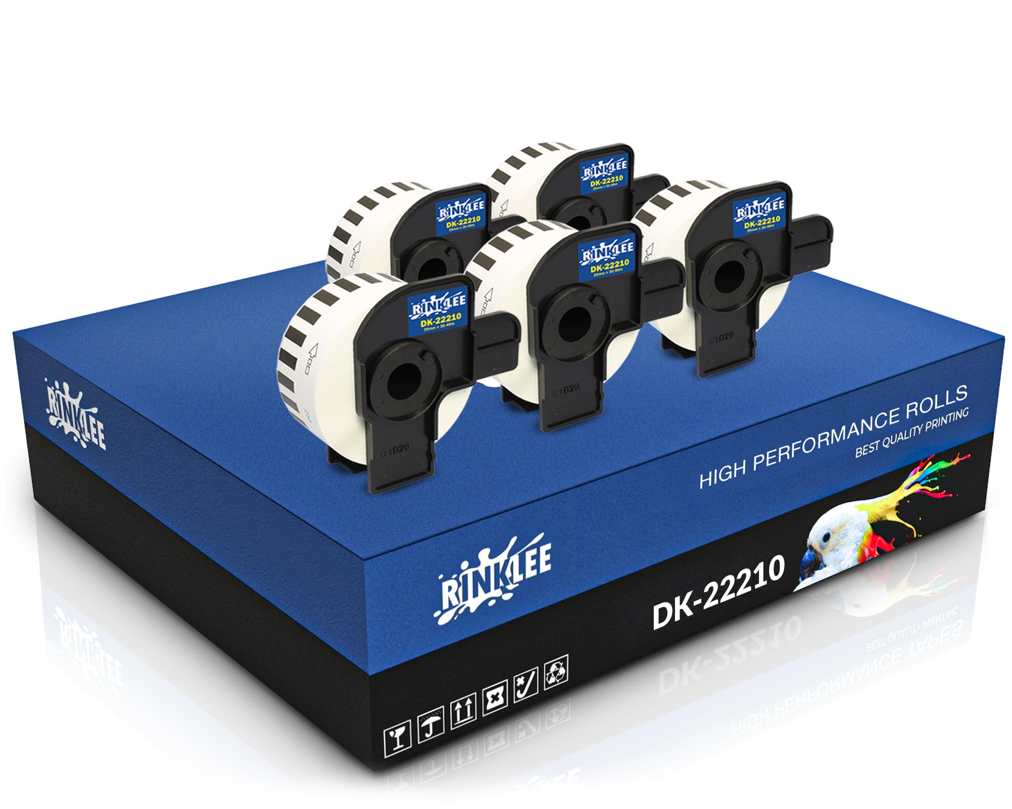 RINKLEE DK-22210 Continuous Labels Compatible with Brother P-Touch QL-500 QL-550 QL-560 QL-570 QL-700 QL-710W QL-720NW QL-800 QL-810W QL-820NWB QL-1060N QL-1100 QL-1110NWB | 29 mm x 30.48 m | 5 Rolls