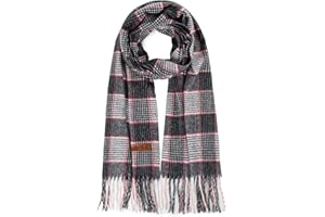 Qlauca Winter Plaid Scarf for Cold Weather Soft Oversized Blanket Shawl Classic Tassel Scarf for Women Men