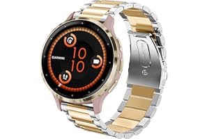 Lamshaw Compatible for Garmin Venu 3S Band, 18mm Stainless Steel Metal Replacement Straps Compatible for Garmin Venu 3S 41mm / Forerunner 265S Smartwatch