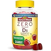 Nature Made Zero Sugar Vitamin D3 Gummies 2000 IU (50 mcg) Per Serving, Bone & Immune Support, Aspartame Free, 110 Vitamin D Gummies, 55 Day Supply