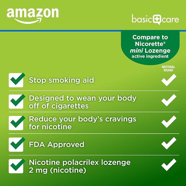 AMAZON BASIC CARE NICOTINE POLACRILEX MINI LOZENGE, 2 MG (NICOTINE), STOP SMOKING AID, MINT FLAVOR, 216 COUNT (PACKAGING MAY VARY)