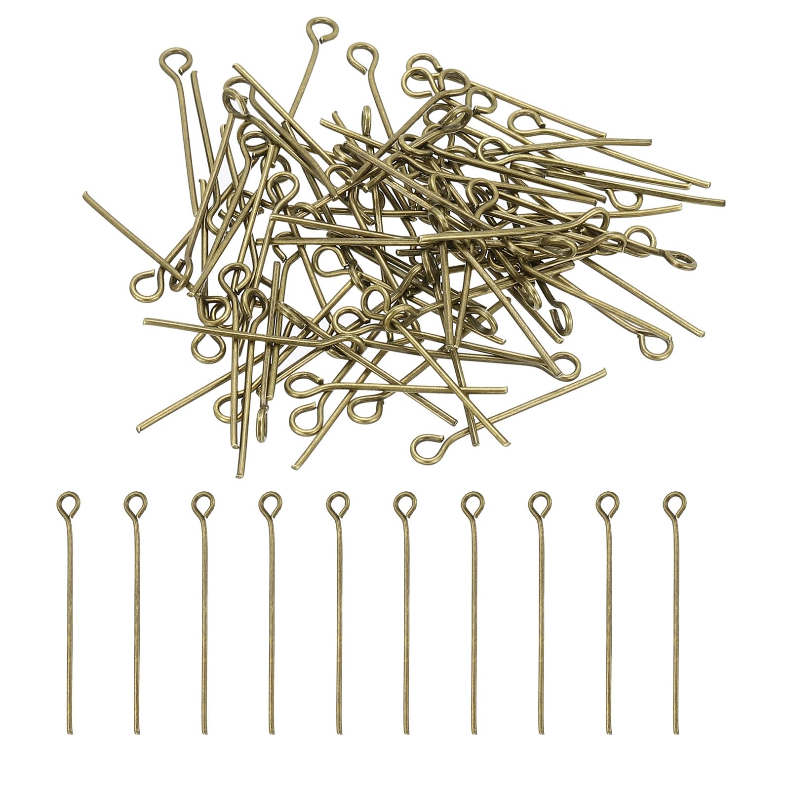 PATIKIL 20mm Open Eye Pins, 400Pcs 21 Gauge Metal Head Pins Needles Eye Pins for Jewelry Making Findings Earring Necklace Bracelet DIY Crafts, Bronze