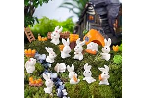 Rolin Roly 21PCS Micro Landscape Decorations Miniature Rabbit Figurines Resin Garden Statues Mini Accessory Ornaments for Hom