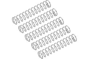 uxcell Compression Spring, 5Pcs 304 Stainless Steel, 10mm OD, 1mm Wire Size, 50mm Free Length, Silver Tone