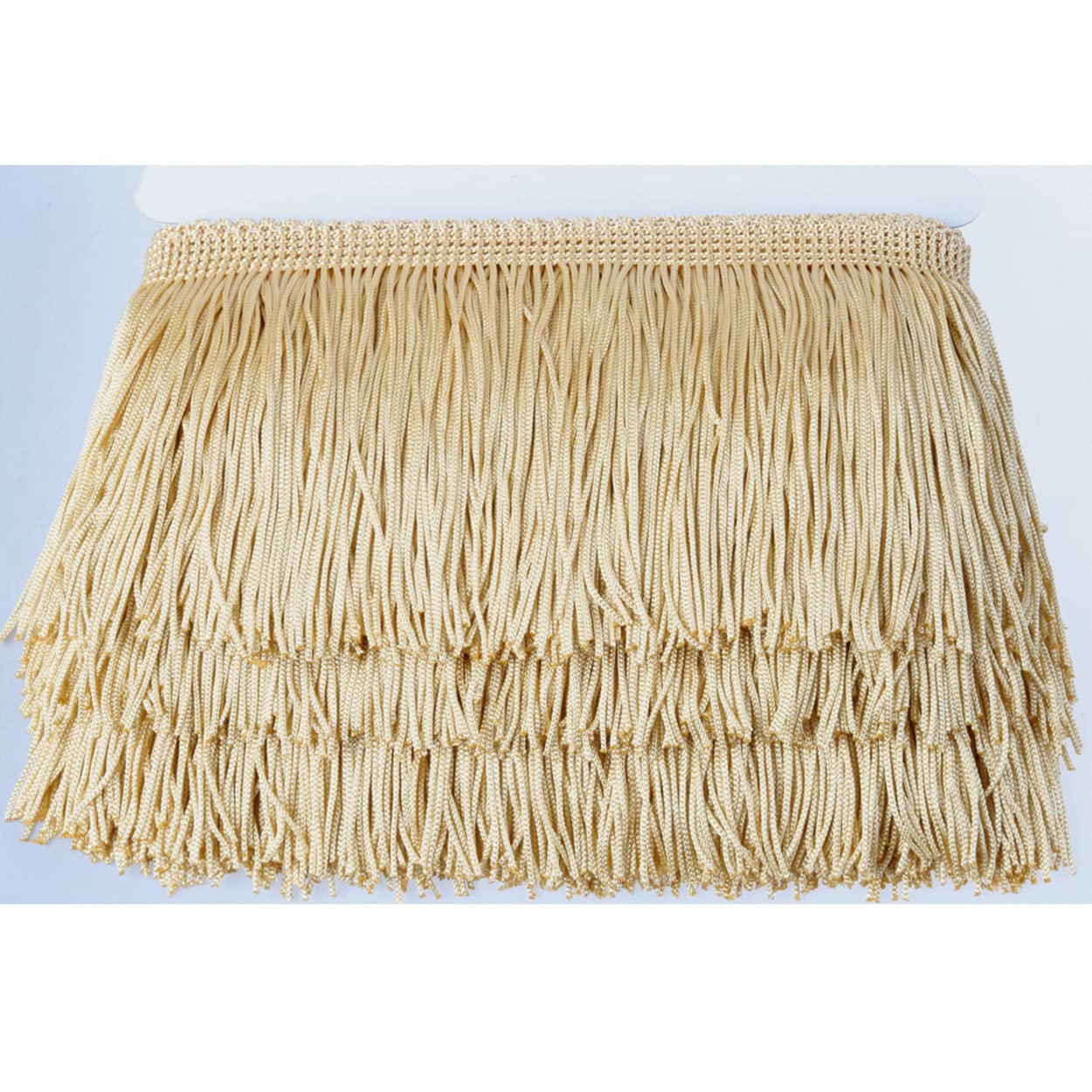 Photo 1 of Heartwish268 Fringe Trim Lace Nylon Fabric Tassel 4inch Wide 10 Yards Long for Clothes Accessories Latin Wedding Dress DIY Lamp Shade Decoration Gold