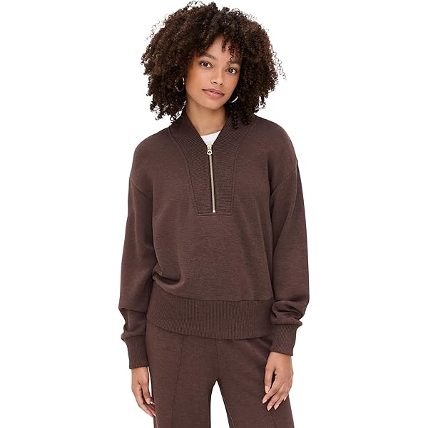 Varley Women's Milano Half-Zip Sweatshirt, Coffee Bean, Brown, XS