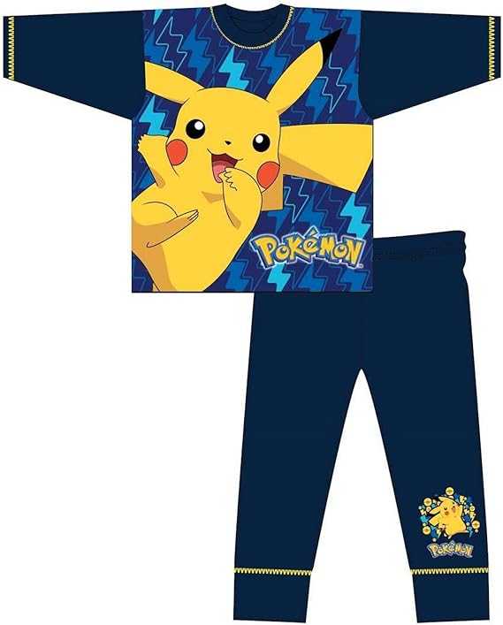 Amazon Co Jp ポケモン Pokemon オフィシャル商品 子供用 ピカチュー サンダーボルト 長袖 パジャマ 上下セット 男の子 服 ファッション小物