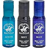 Beverly Hills Polo Club Men's Luxury Body Spray Gift Set - 3 x 3 oz Distinct Designer Fragrances for All-Day Freshness, Gym, Travel & Everyday Confidence (Silver Collection)