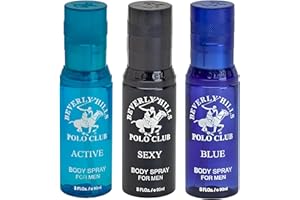 Beverly Hills Polo Club Men's Body Spray Collection Gift Set Featuring Luxury Designer Cologne Scents for Long Lasting Freshness BHPC 3 oz 3 Count (Silver)