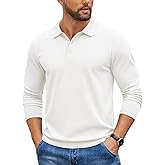 COOFANDY Mens Knit Polo Sweater Long Sleeve Casual Golf Polo Lightweight Dress Button Collar Pullover Sweaters