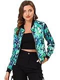 Allegra K Women's Bomber Jacket Satin Long Sleeve