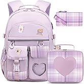 ACESAK Backpack for Girls - Bookbag Backpacks Schoolbag for Girls Kids Teen Women Casual Travel Daypacks - School Bag Elementary Middle School College Cute Backpack with Lunch Box (Purple)