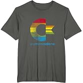 Commodore C64 - Capital Letter Rainbow Colour Stripes Effect T-Shirt