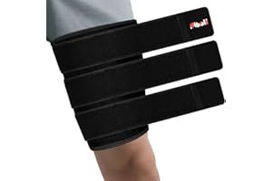 Hiball Adjustable Thigh and Hamstring Compression Sleeve with 3 Pressure Straps, Thigh Brace for Women Men, Non-Slip Hamstring Compression Wrap, Quad Support Bandage, Upper Leg Brace for Pulled Groin