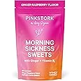Pink Stork Morning Sickness Sweets, Organic Raspberry Ginger Candy with Vitamin B6 for Morning Sickness, Motion Sickness, Prenatal Heartburn - Pregnancy Must Haves - 30 Wrapped Drops