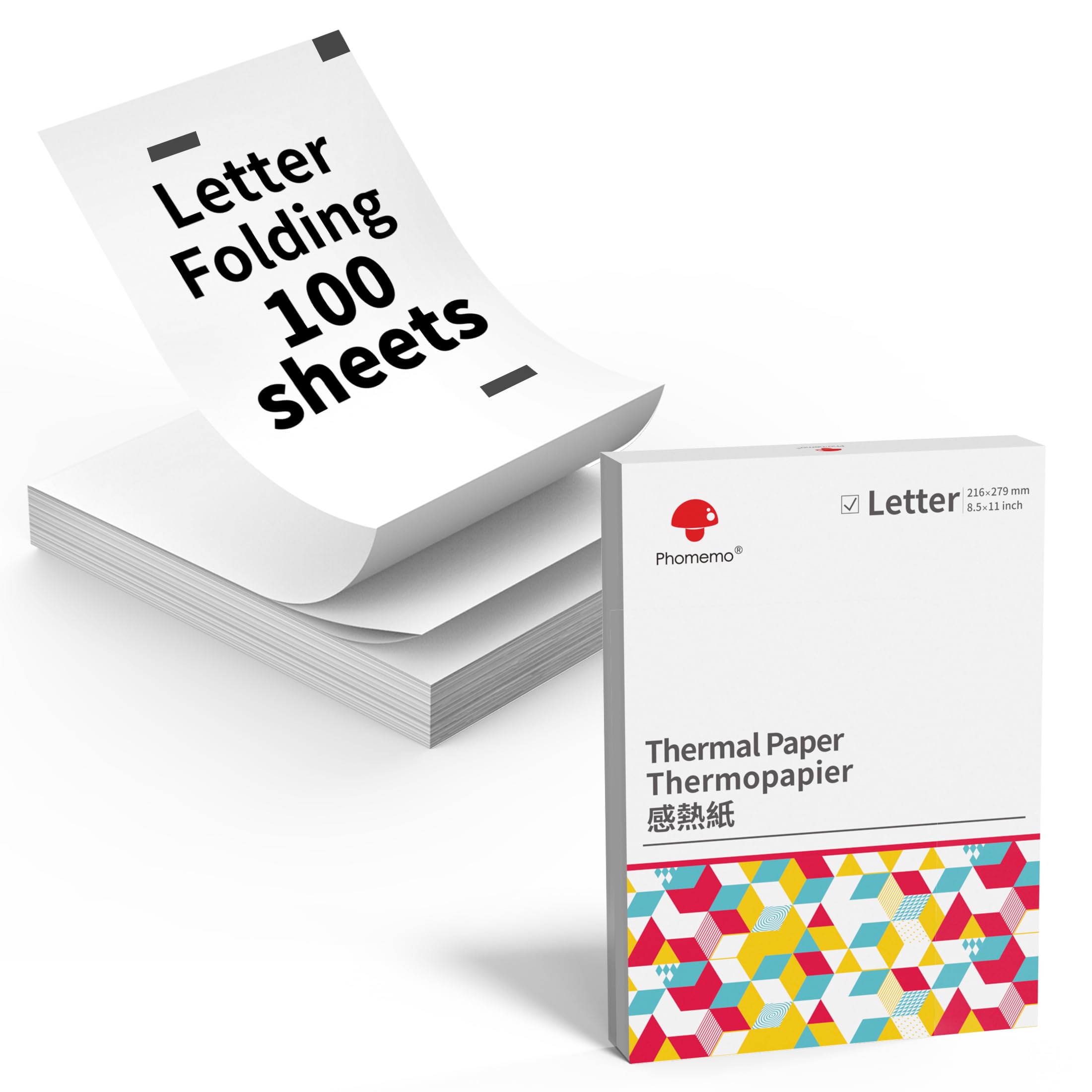 Photo 1 of 100 Sheets Phomemo Thermal Paper, 8.5'' x 11'' US Letter Size, Smoothing Folded Thermal Print Paper Compatible with M832 M834 M835 M833 M836 M08F-Letter Portable Printer
