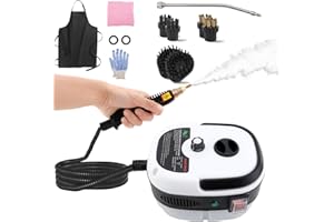 CKDUCTPRO Steam cleaner,Handheld Steamer for Cleaning with 6 Brush Heads, 6 Speeds High Pressure Temperature Portable Steam Cleaner for Upholstery,Kitchen,Furniture Bathroom Car,Grout and Tile (White)