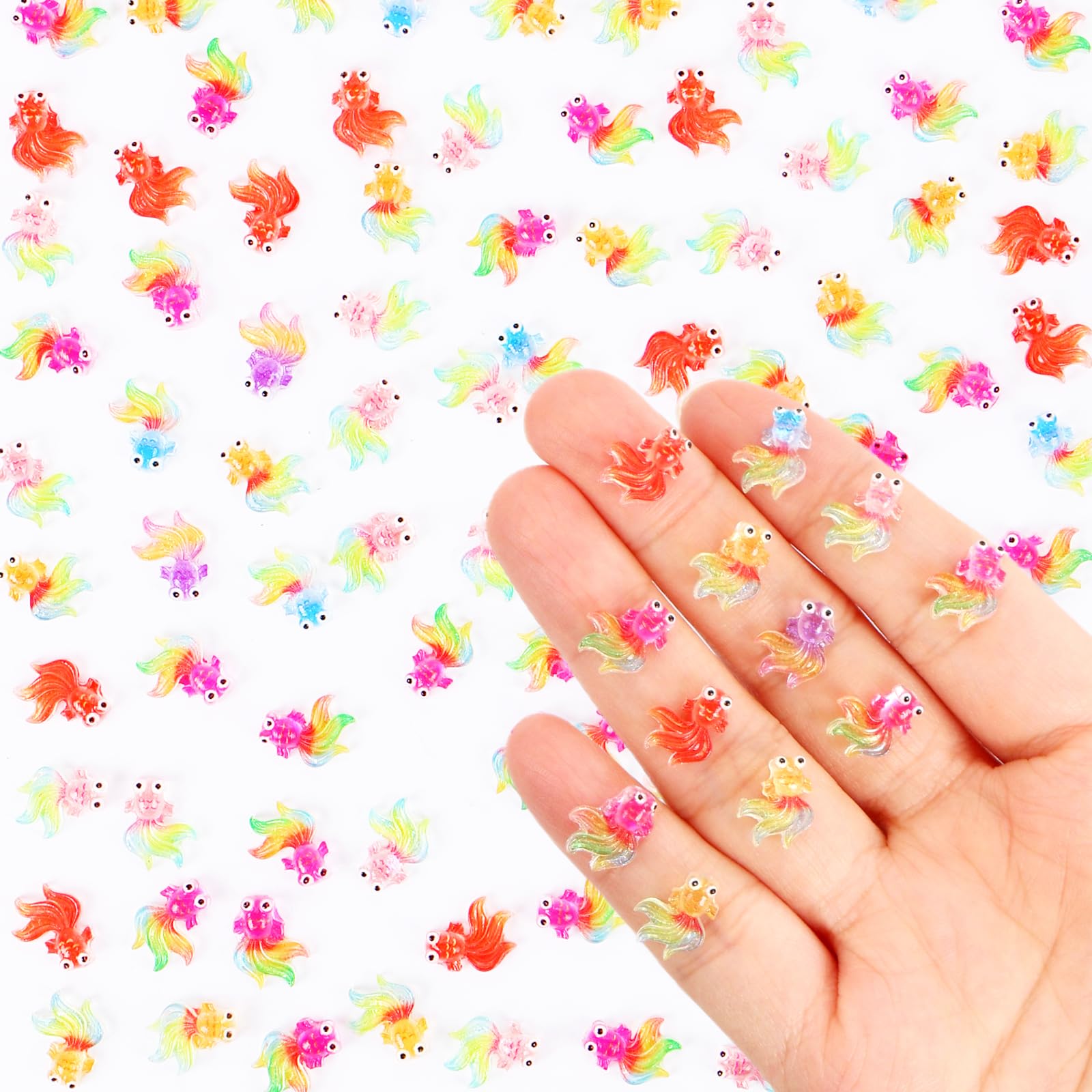 Photo 1 of 100 Pieces Tiny Goldfish Decor for Dollhouse Miniatures Resin Animals for Crafts Tiny Things for Fairy Garden Micro Landscaping Decoration