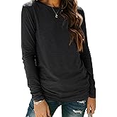 AUTOMET Women‘s Basic Long Sleeve Crewneck, Plus Size Winter & Spring Top, Casual Fall Tee for Teacher & Everyday Outfits