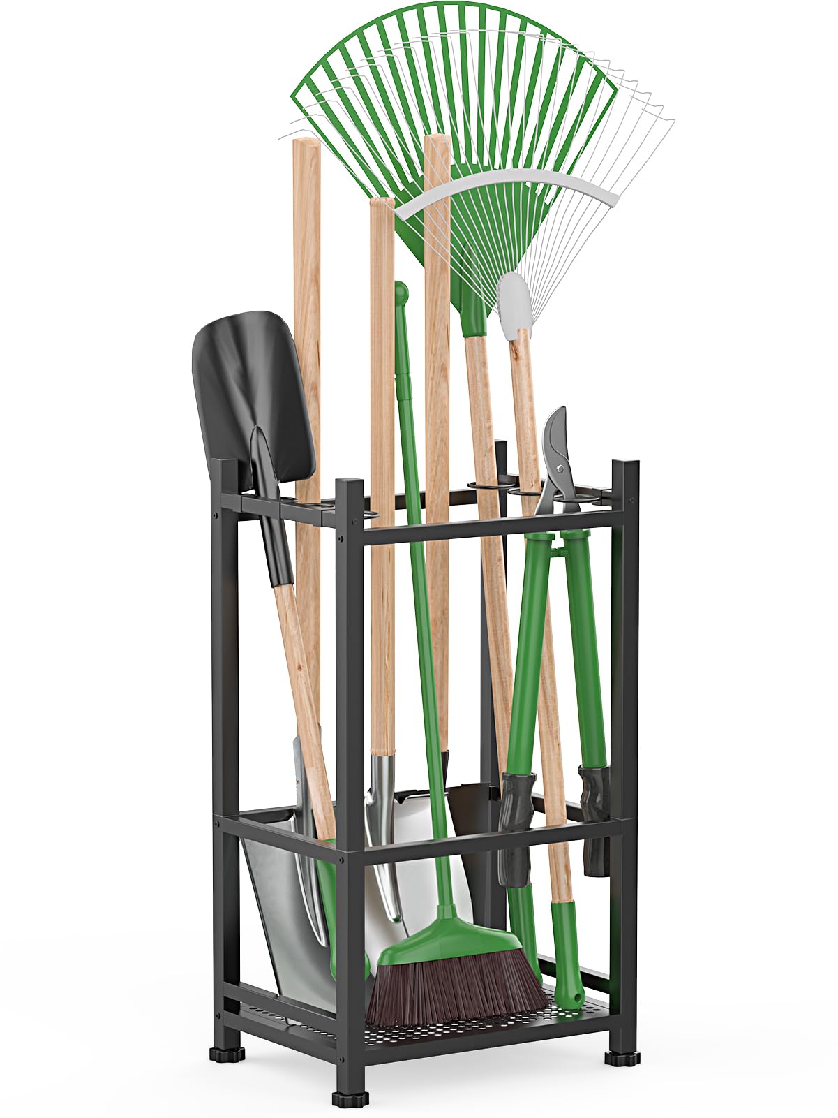 Photo 1 of Dirza Garden Tool Organizer,Yard Tool Organizer for Garage Organization and Storage,Garden Tool Rack with 9 Loops for Garage, Shed, Outdoor,Easy Take Out and Storage,Will NOT tip over