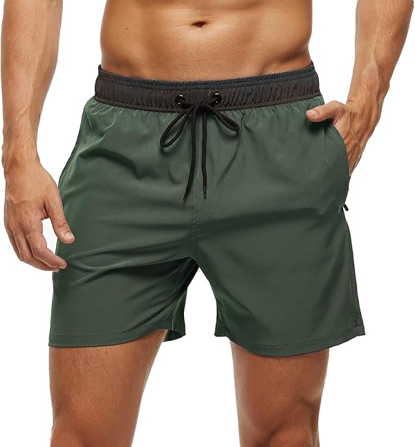 Arcweg Badehose für Herren mit Reißverschlusstasche Atmungsaktiv Wasserabweisend Badeshorts Männer Trainingsshorts Elastisch Verstellbar Mit Tunnelzug Meshfutter