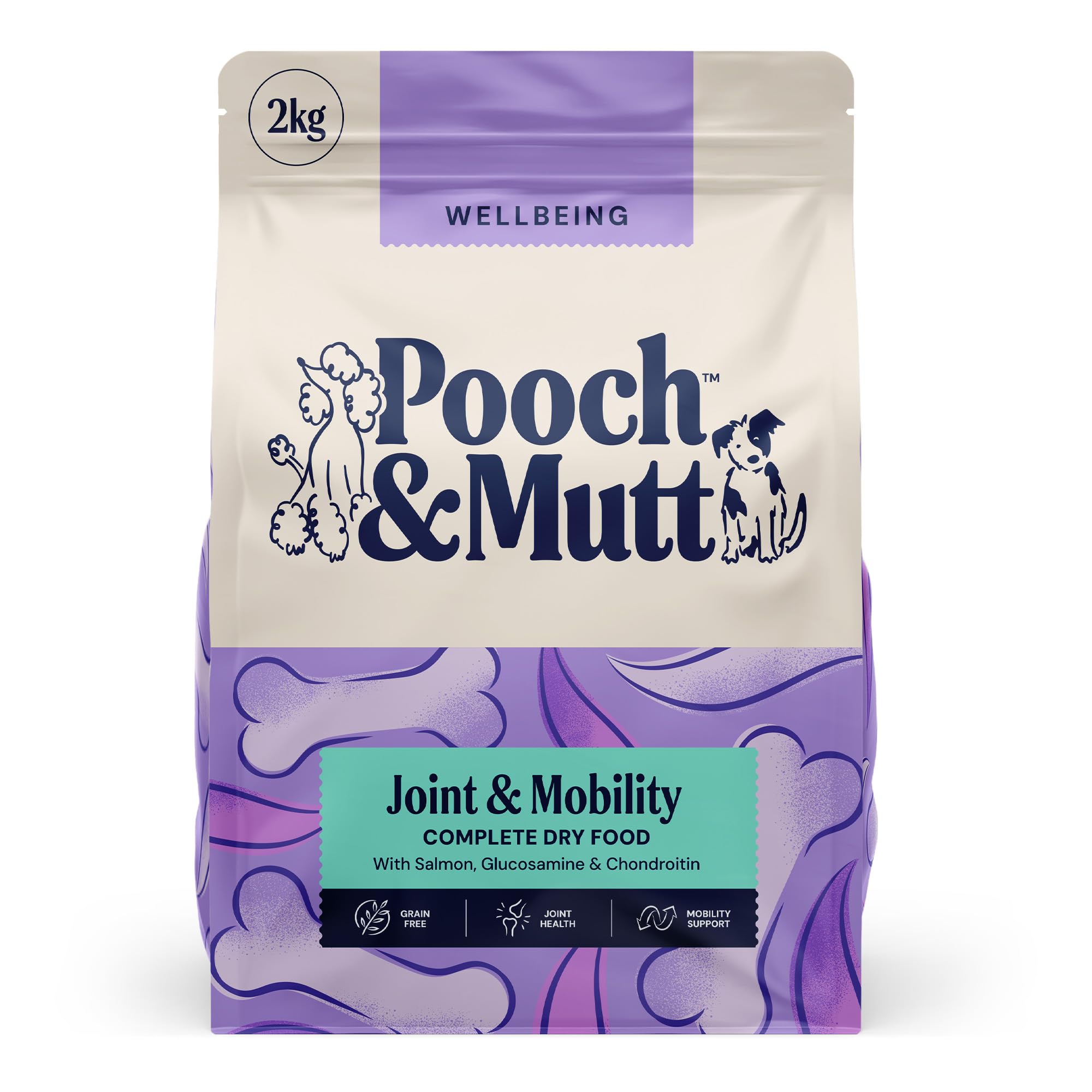 Pooch & Mutt - Joint Care Complete Dry Dog Food Grain Free (Regular Sized Kibble), for Mobility Support and Joint Aid, Salmon and Sweet Potato, 2kg (packaging may vary)