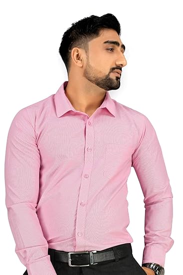 Uniform Sarees Corp Men�s Formal Micro Chex Full Sleeves Regular FitShirt MS-931001T_Pink