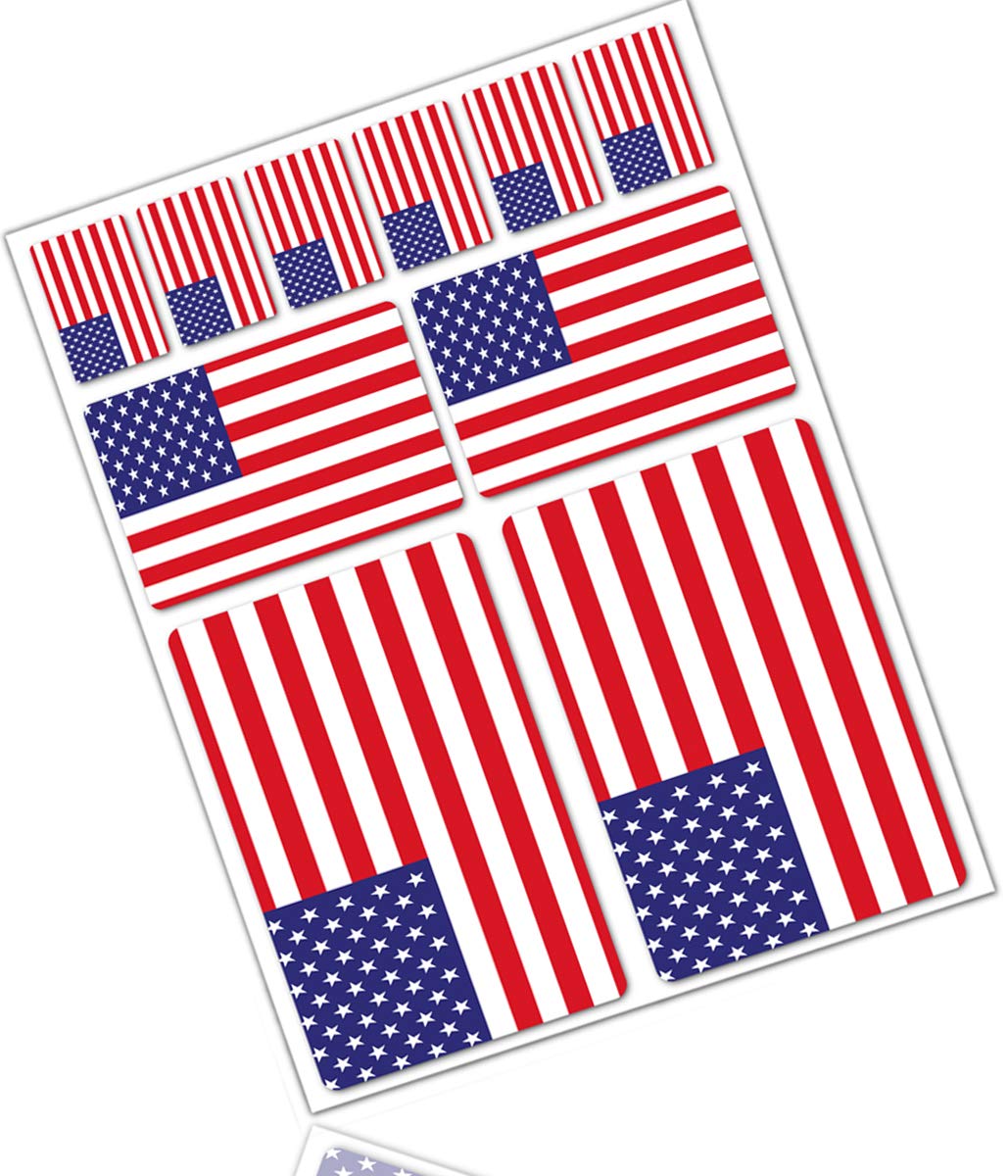 Biomar Labs National Flag Vinyl Sticker Set Weatherproof Self Adhesive Country Flag Decals for Car Motorcycle Bicycle Scooter Helmet Window Interior Exterior Personalisation (USA Flag D 39)