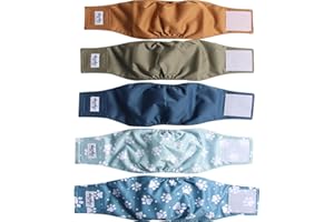 JoyDaog Reusable Dog Belly Bands for Male Dogs Diapers,5 Pack Premium Washable Dog Diapers Male Puppy Nappies Wrap,M