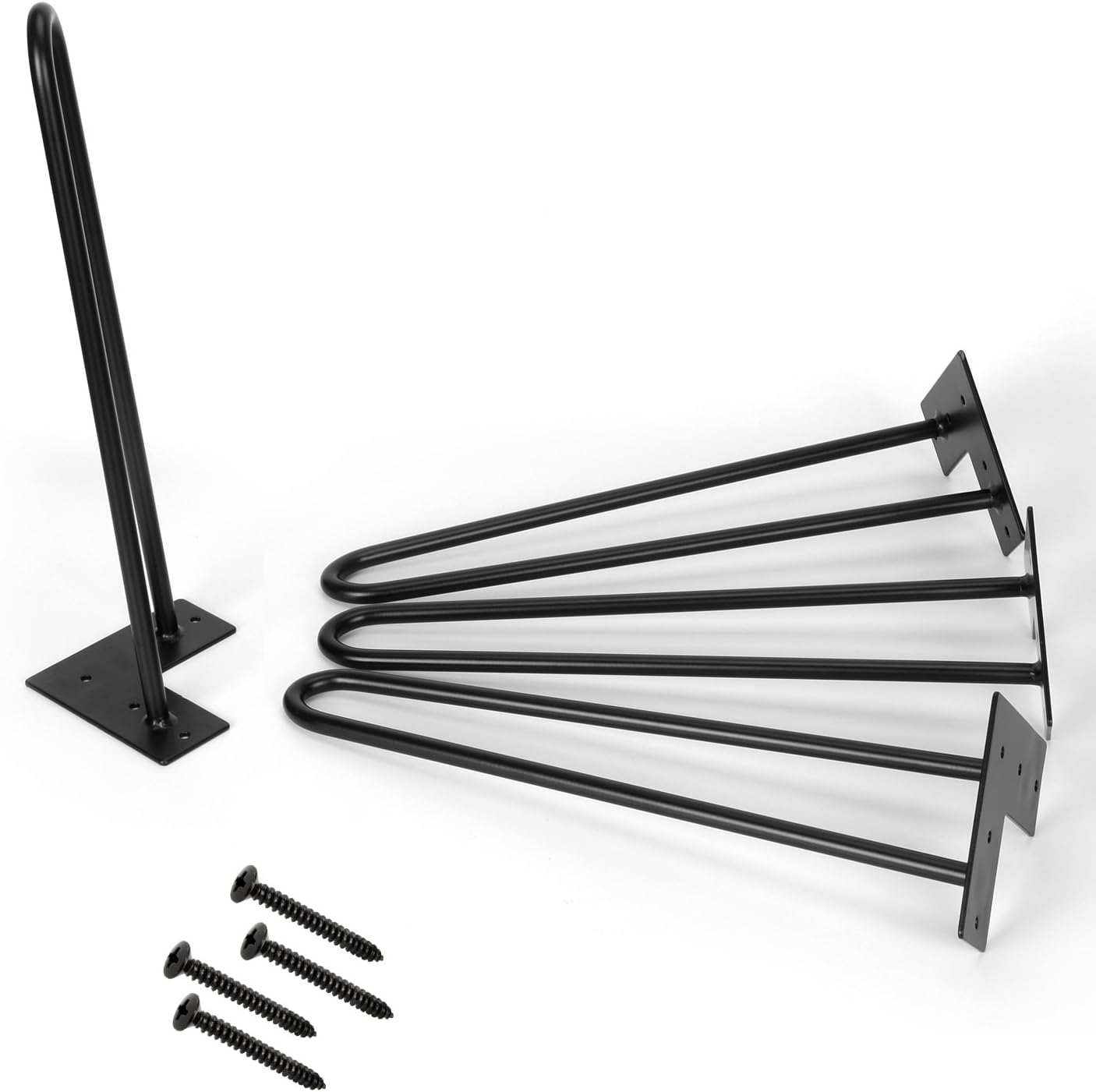 16" Hairpin Legs (Black) Minimalist Modern Set of 4 Table Legs Includes Screws. Ideal for Upcycling, Coffee Table, Bench, Chair, Night Stand