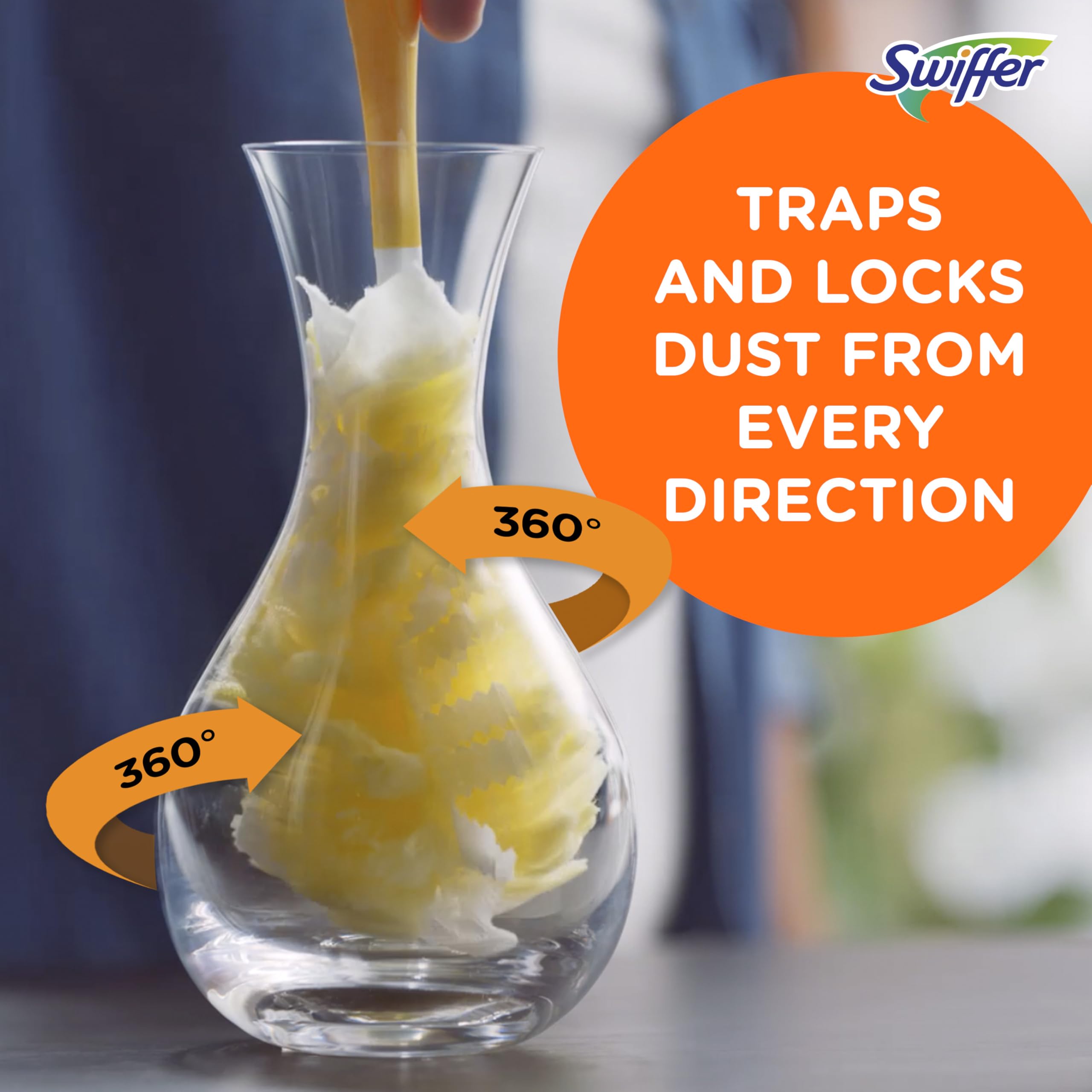 Swiffer Dusters Refill for Cleaning, Feather & Microfiber Duster Disposable Alternative, For Dusting Furniture, Blinds, Ceiling Fans, Walls, Helps Remove Allergens, Heavy Duty, Unscented, 11ct