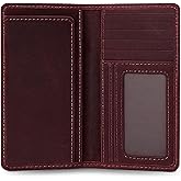 Classic Full-Grain Leather Long Bifold Wallets - Sleek Handcrafted Cowboys Wallet for Men - Compact Minimalist Men's Bifold Wallets w/ Multiple Card Slots, 2 Long Side Pockets, & Sleeve (Hunter Brown)
